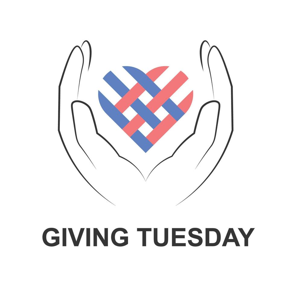 Giving tuesday background. Design with hand and hearth. vector