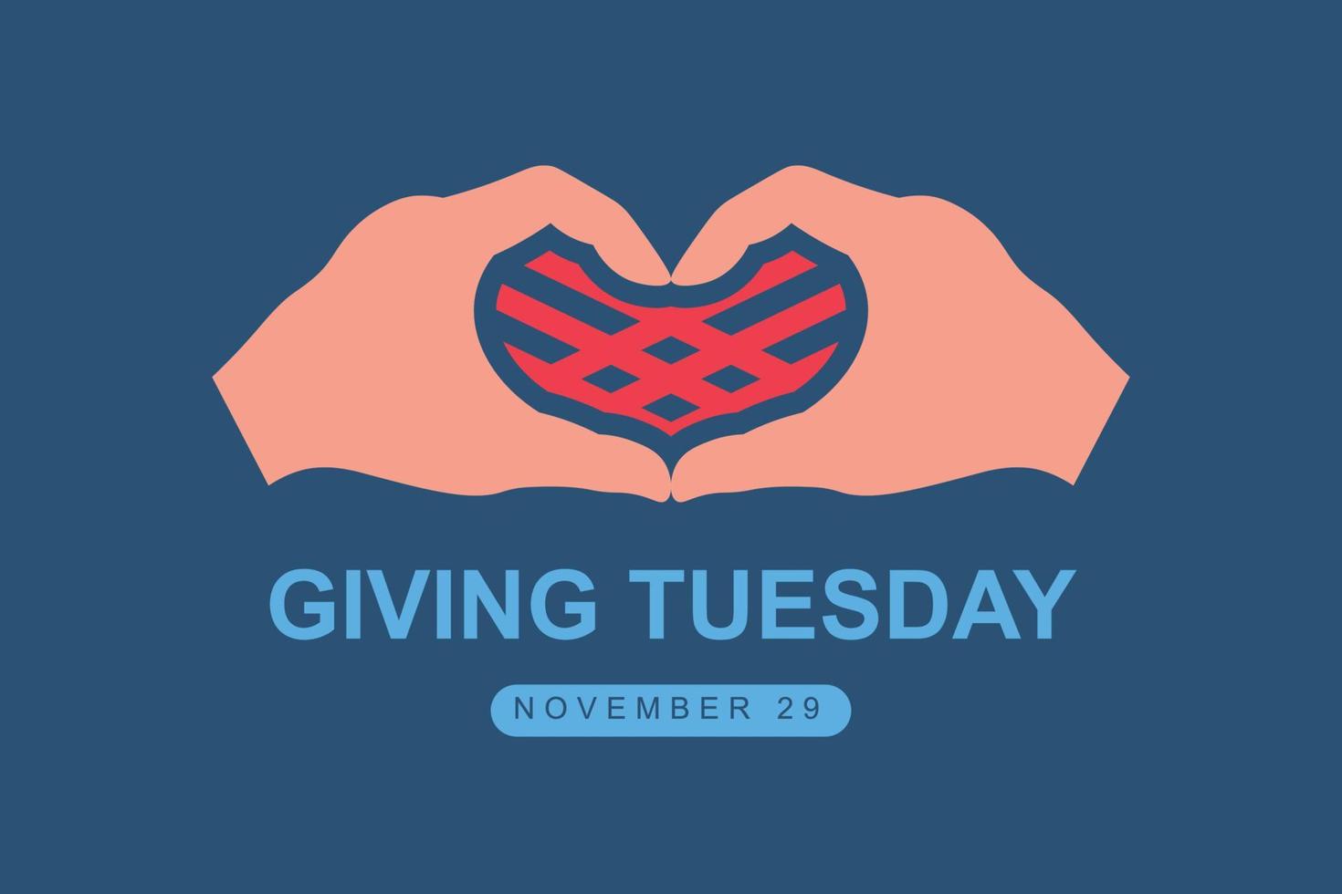 Giving tuesday background. Design with hand and hearth. vector