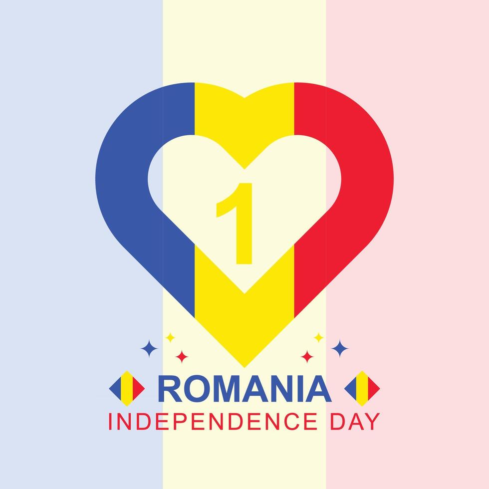 Romania Independence Day. Design with lovely hearth. vector