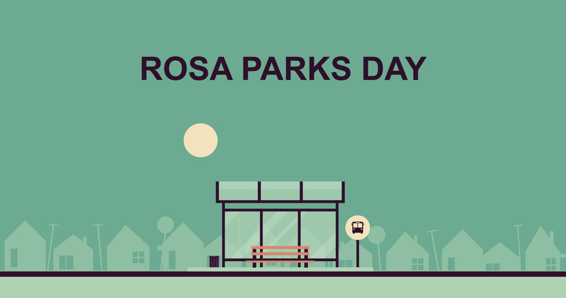 Rosa parks day background. Design with bus station. 13975336 Vector Art