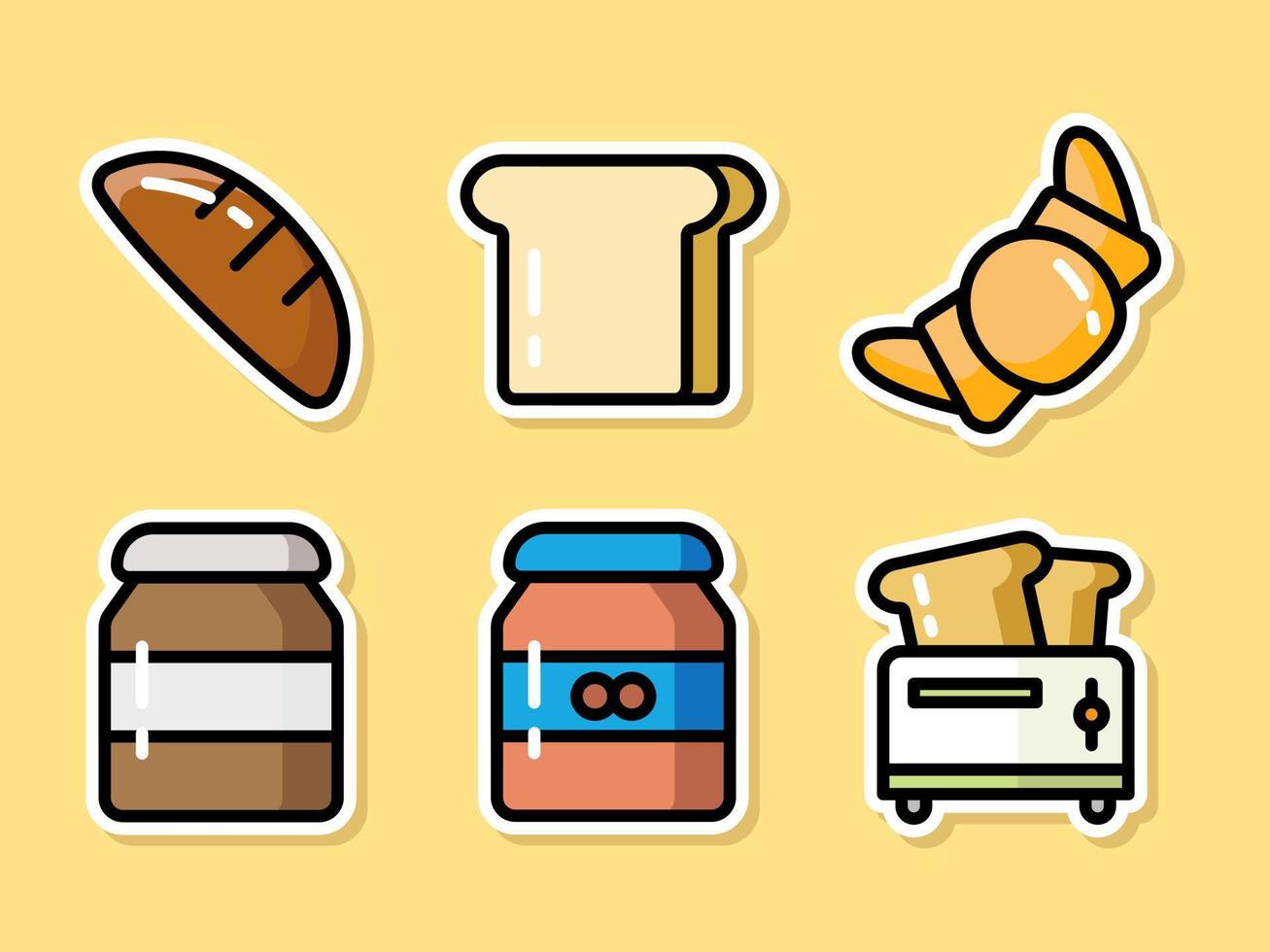 Breakfast bread croissant nut jam bakery flour pastry bake baguette tasty food vector