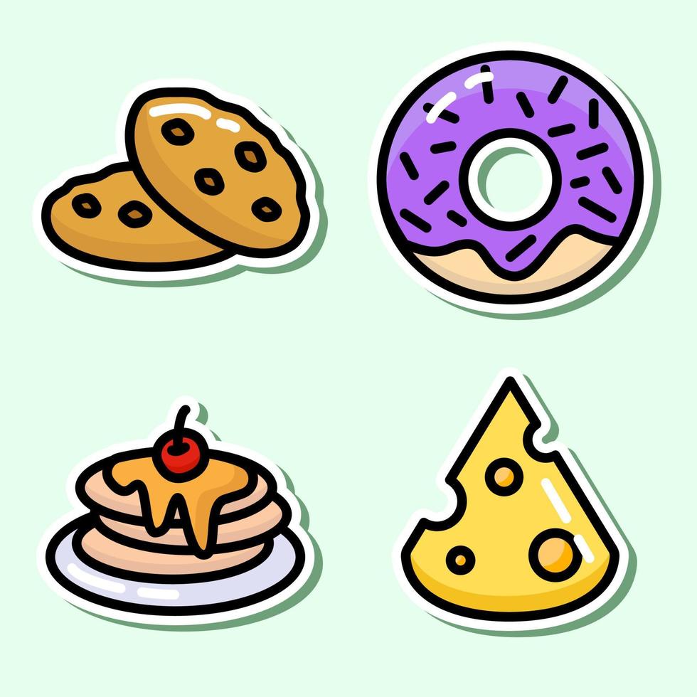 Breakfast cookies doughnut pancake cheese meal lunch dinner eat supper food vector