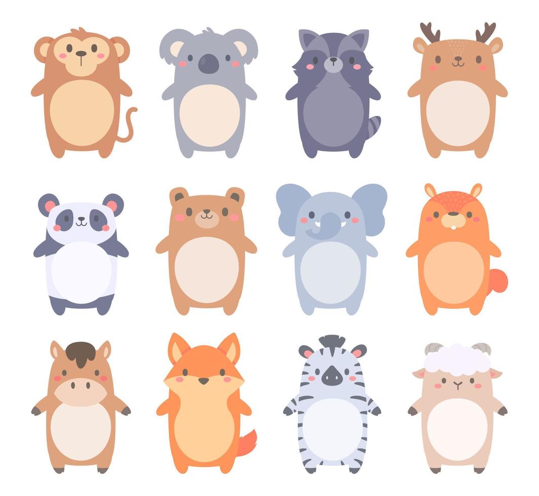 cute wild animal cartoon text frame for decorating schedule notebook vector