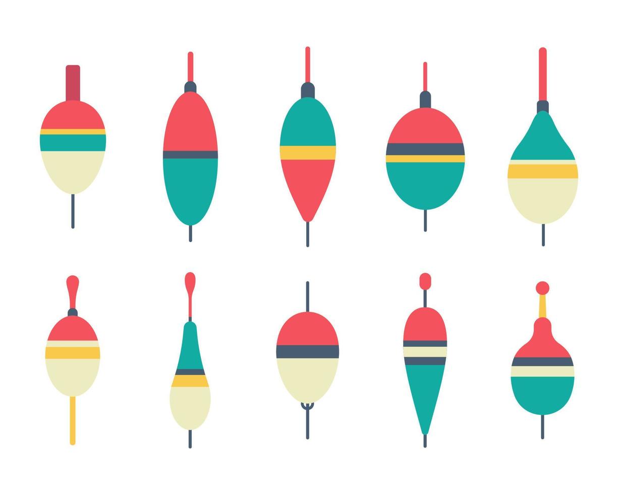 Fishing buoys. Fishing hooks and lures for anglers. vector