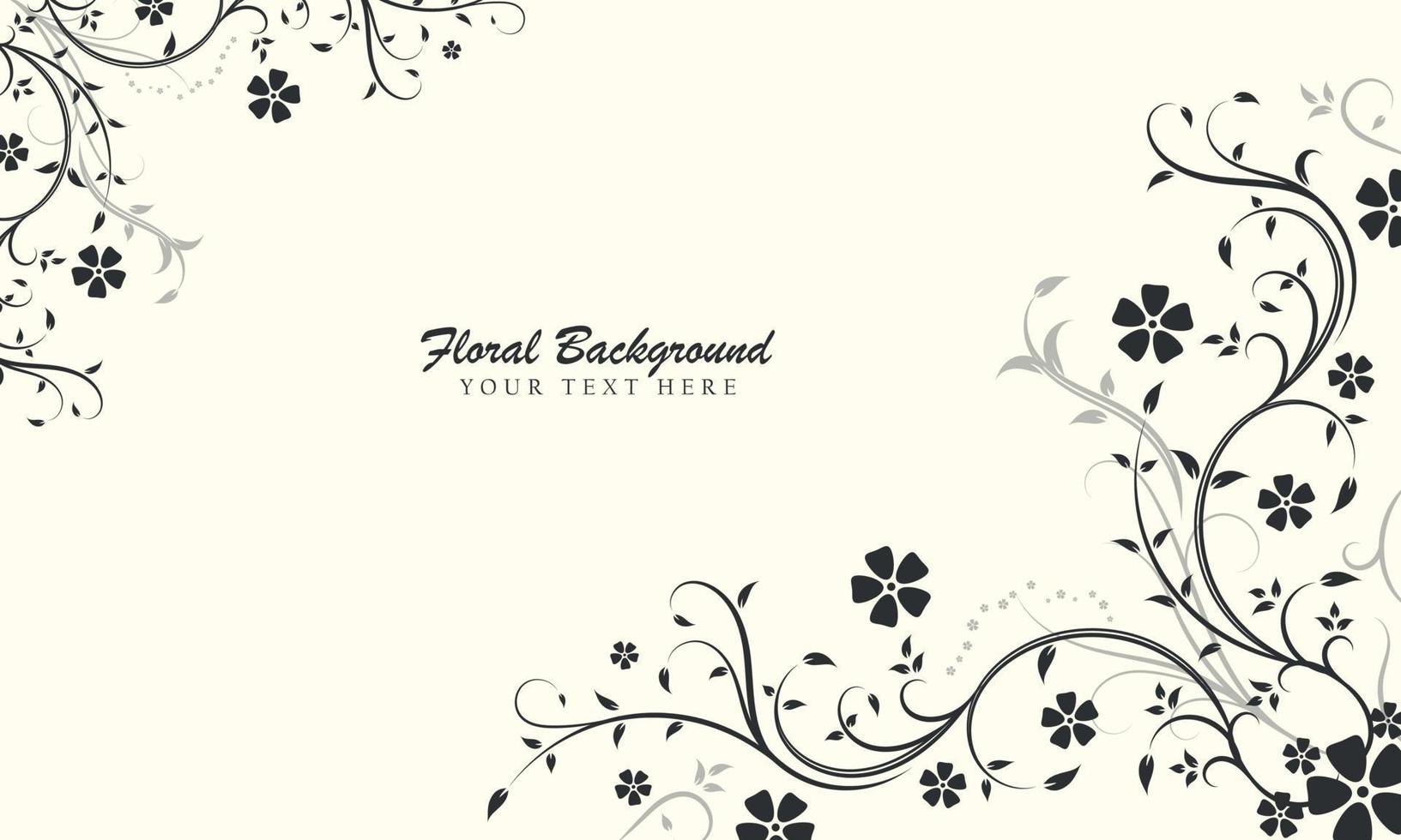 floral ornamental en blanco y negro con hojas y flores para banner y borde vector