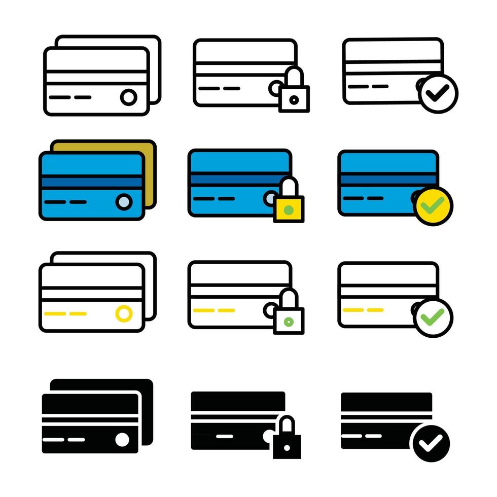 iconos de tarjetas de débito y crédito, diseño vectorial adecuado para sitios web y aplicaciones. vector