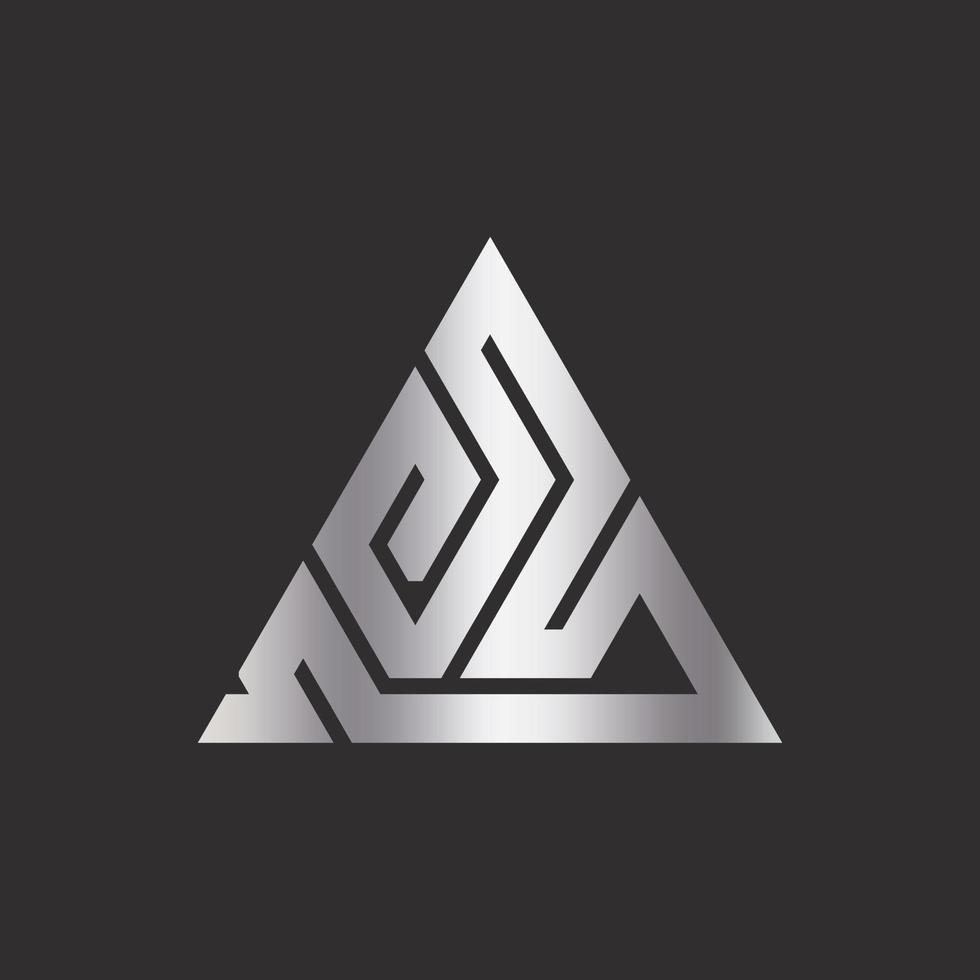 logotipo de lujo concepto de triángulo de color dorado, simple, logotipo de monograma. vector