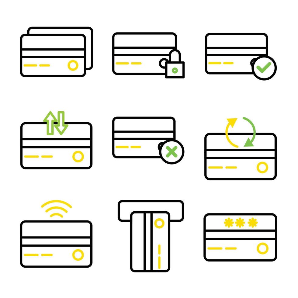 debit and credit card icons, vector design suitable for websites and apps.