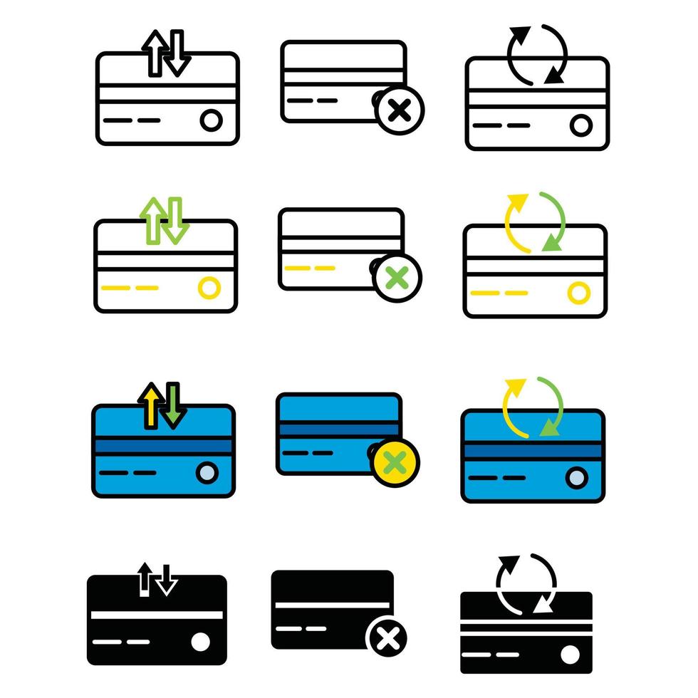 debit and credit card icons, vector design suitable for websites and apps.