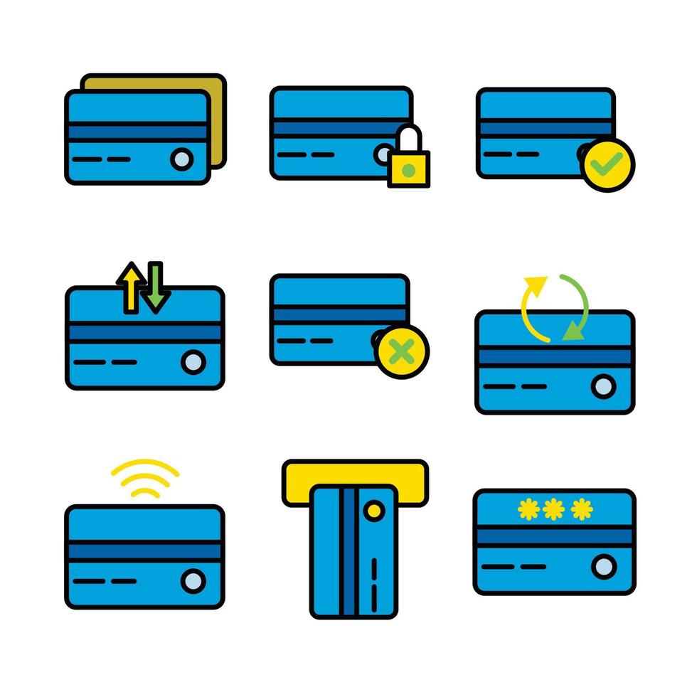 debit and credit card icons, vector design suitable for websites and