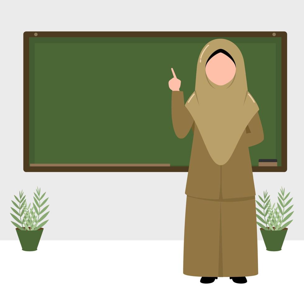 Hand drawn illustration of Muslim teacher vector