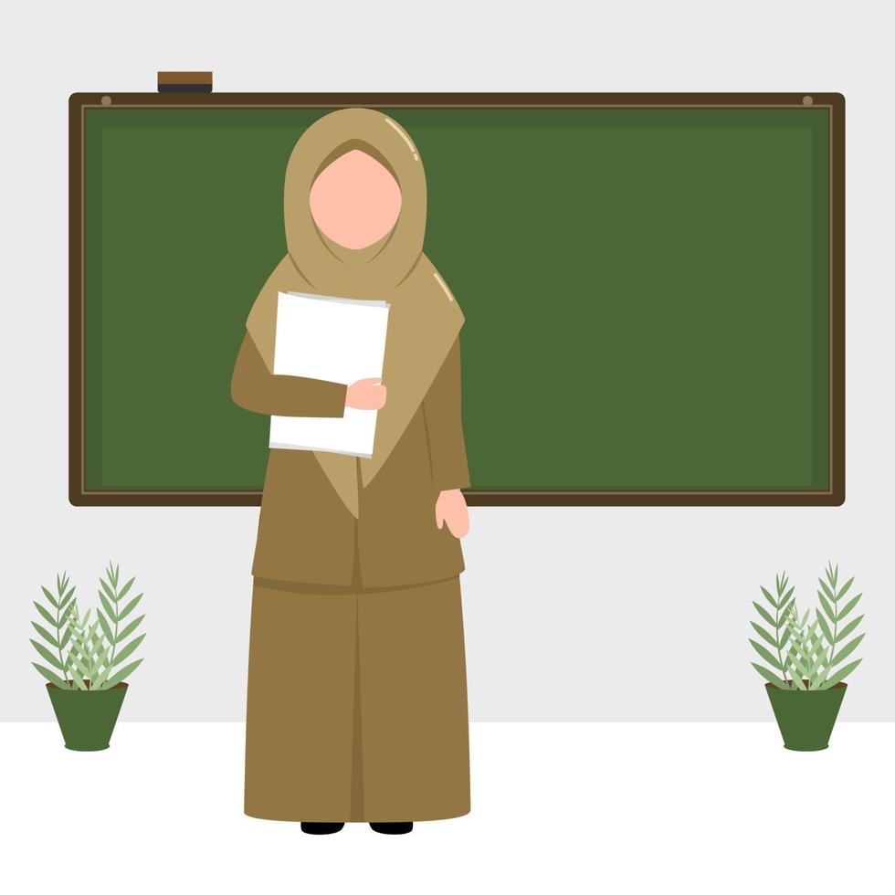 Hand drawn illustration of Muslim teacher vector