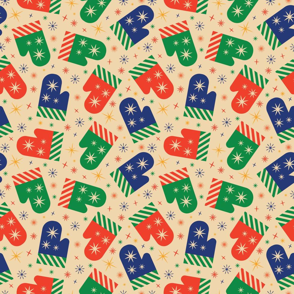 Retro Christmas pattern with Santa Claus vector
