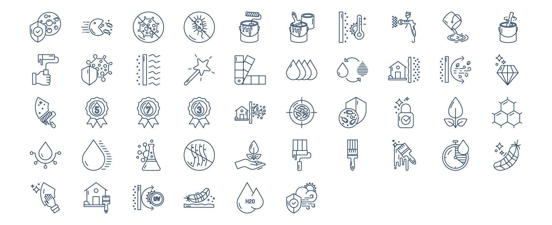 Collection of icons related to Wall Paint, including icons like Paint, wall Paint, color, and more. vector illustrations, Pixel Perfect set