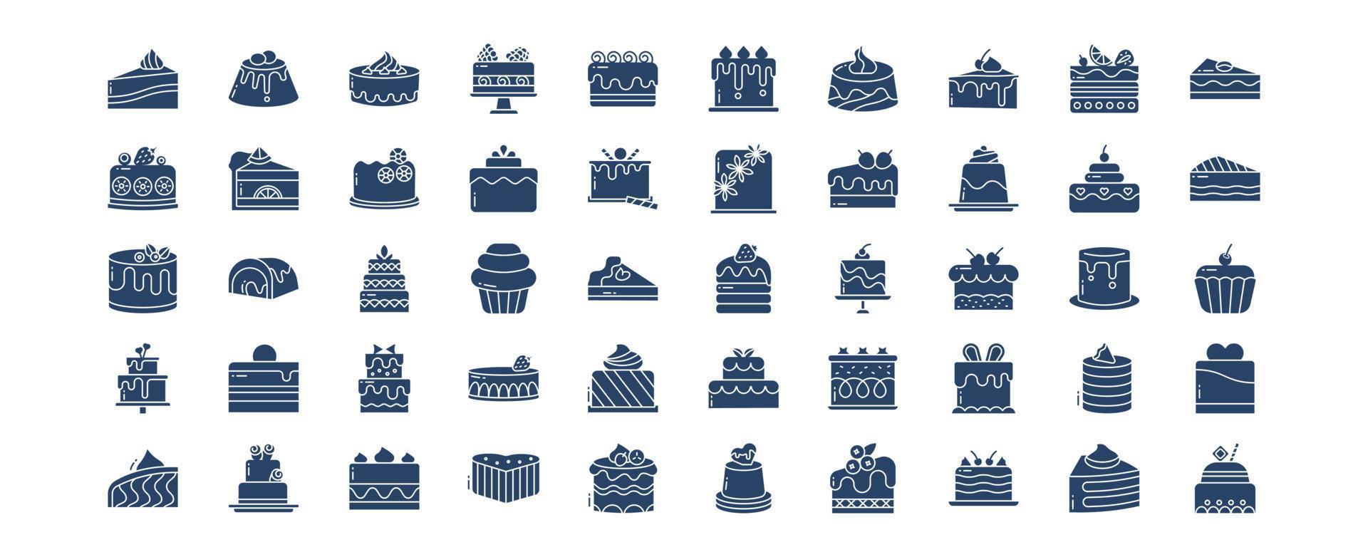 Collection of icons related to Pastries and sweets, including icons like Butterscotch, Caramel, Cake, Pastry and more. vector illustrations, Pixel Perfect set