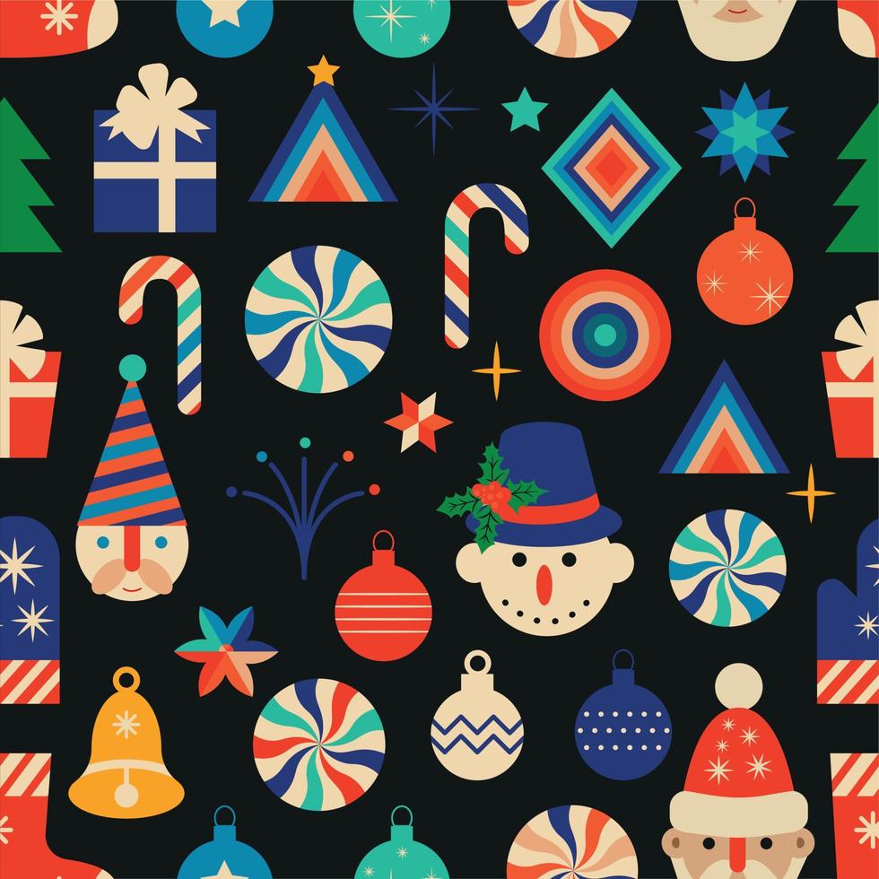 Vintage Christmas pattern with Christmas toys. Christmas seamless background vector