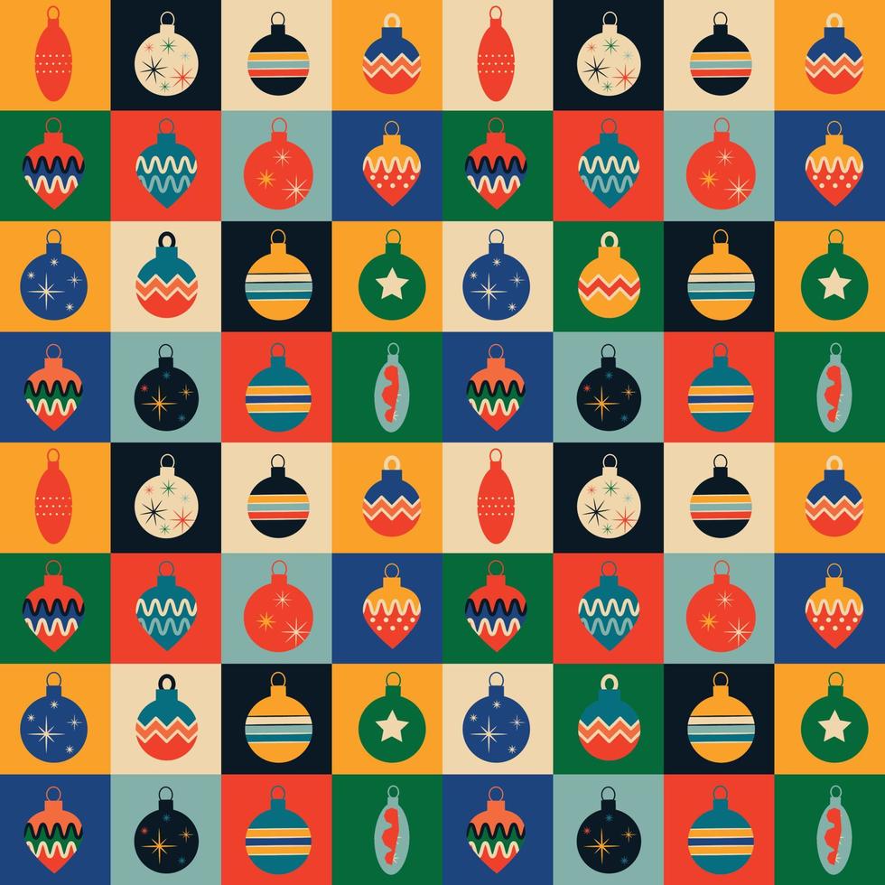 Christmas pattern with tree toys. Vector illustration