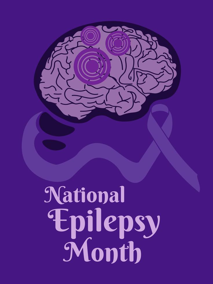 mes nacional de la epilepsia, diseño de pancarta vertical, afiche o volante de salud vector
