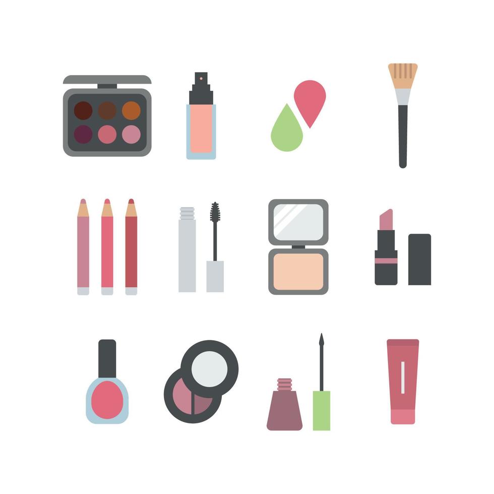 iconos de maquillaje plano vector