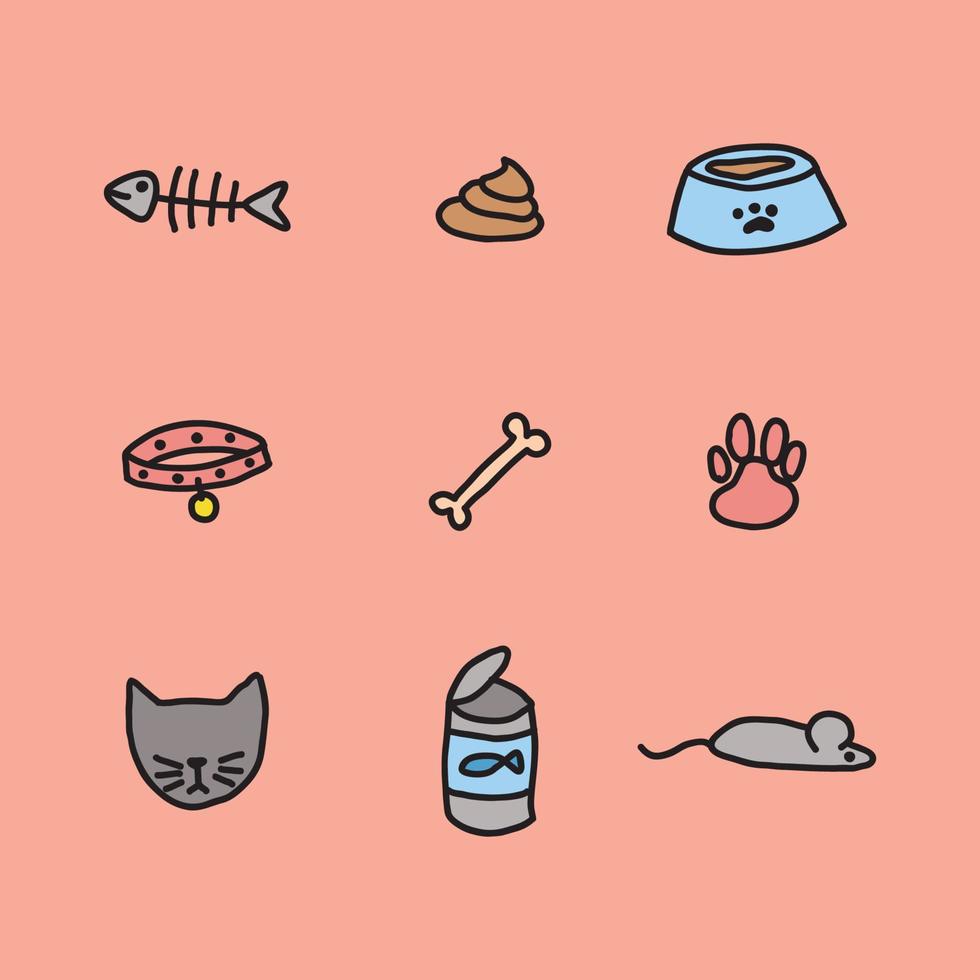 Doodled Feline Elements vector