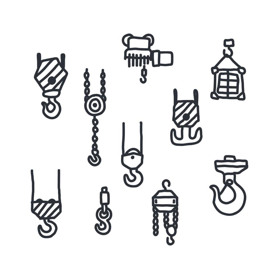 Winches Black and White Doodles vector