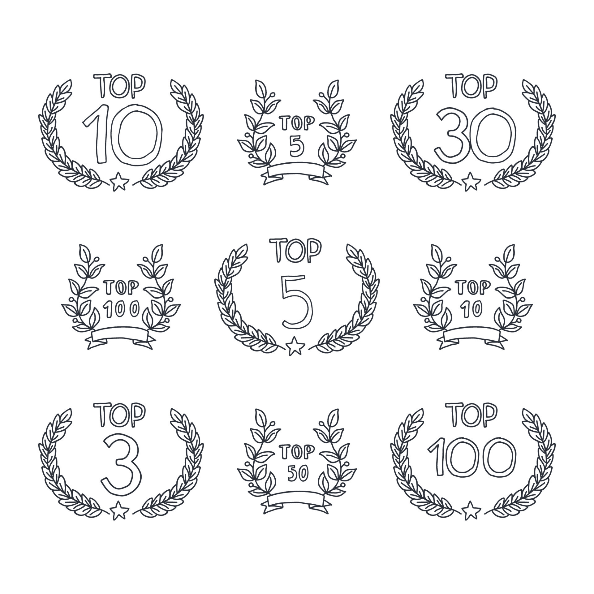 Top 100 Doodles 13976190 Vector Art At Vecteezy top-100-producers-gotofsbo