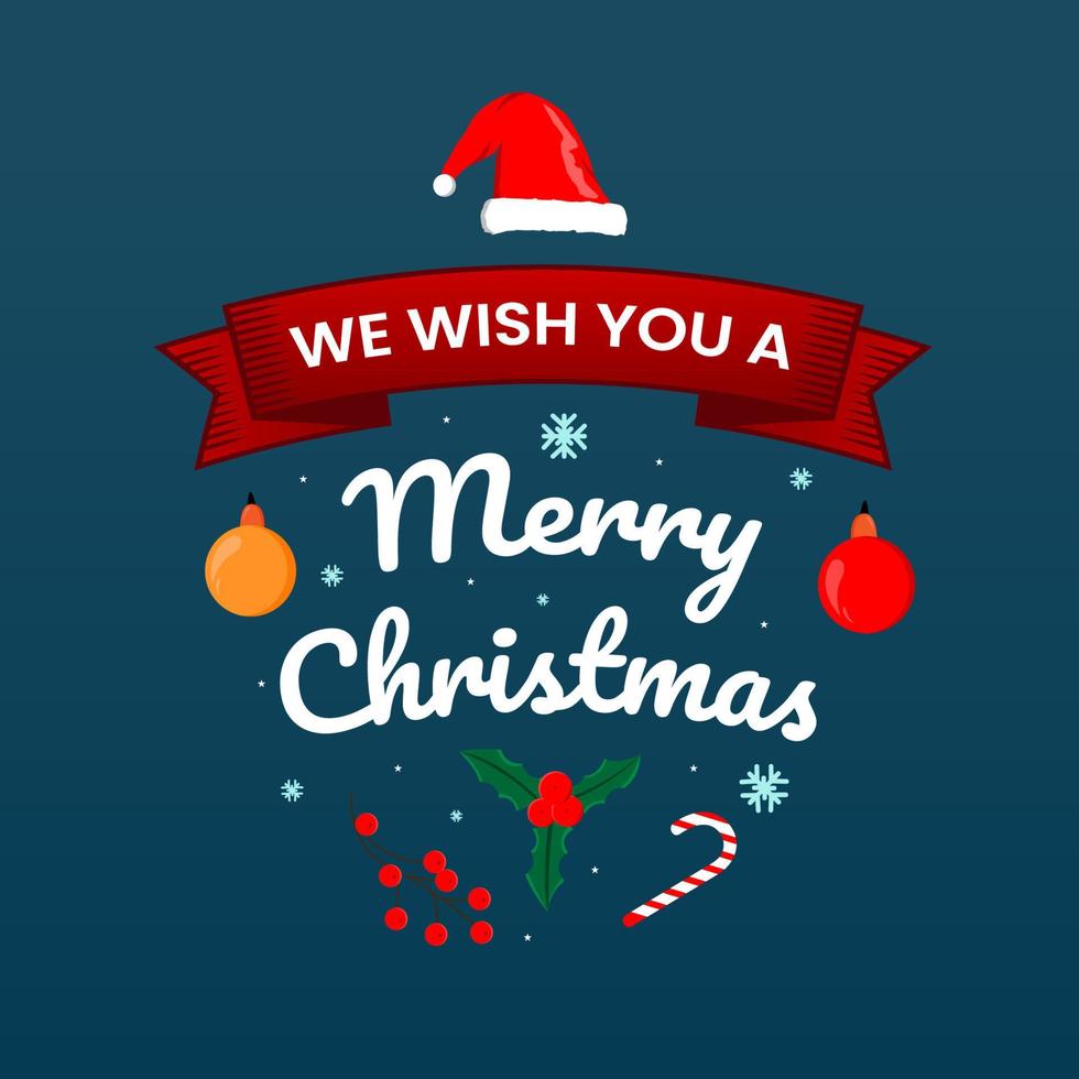 Merry Christmas greeting card with element vector