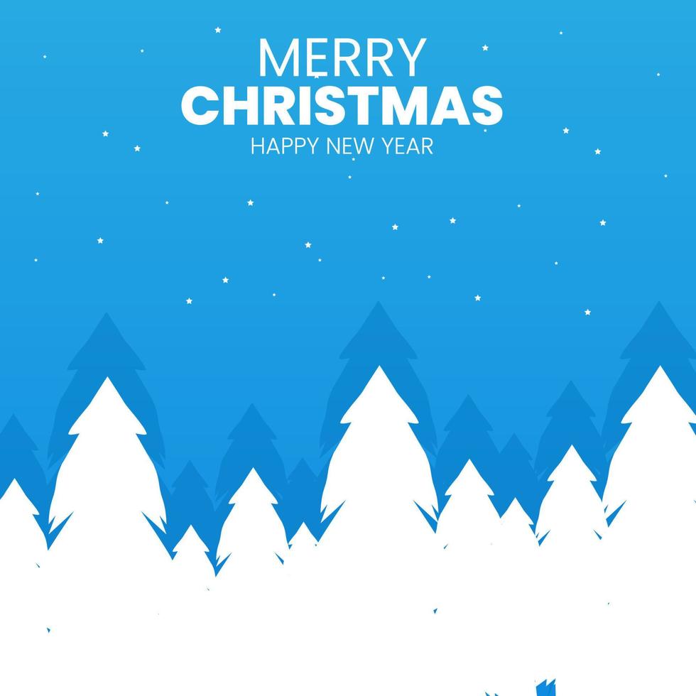 Merry Christmas greeting card with silhouette illustration vector