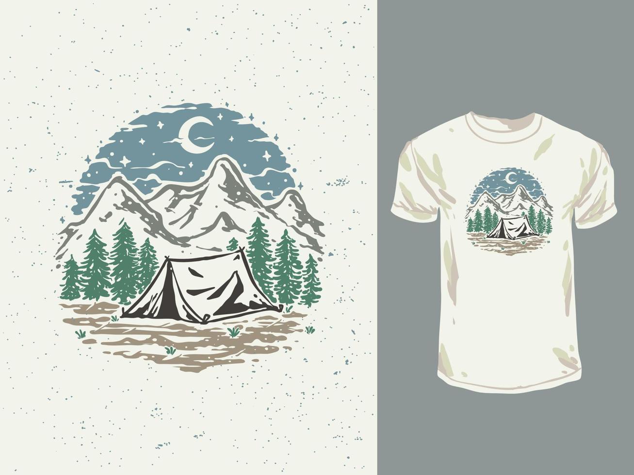 Camp night at the mountain vintage illustration vector