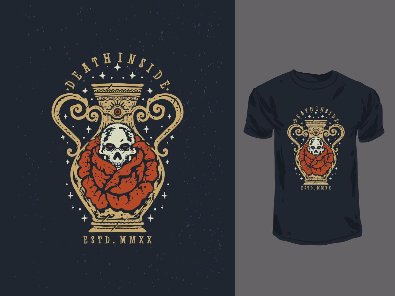 Jar of skull and roses vintage illustration vector