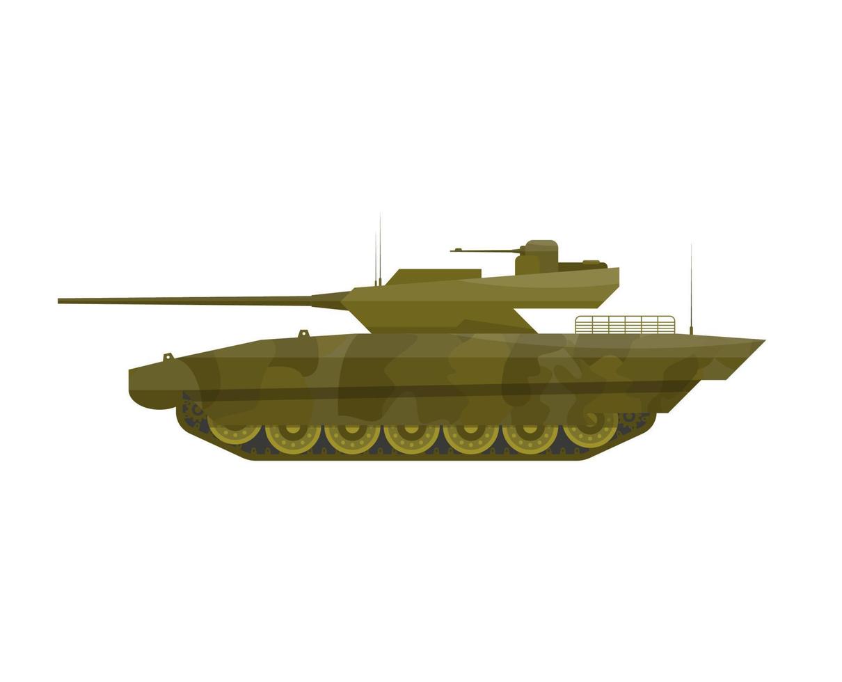 Military tank isolated. War fire-power fighting vehicle. Flat vector illustration.