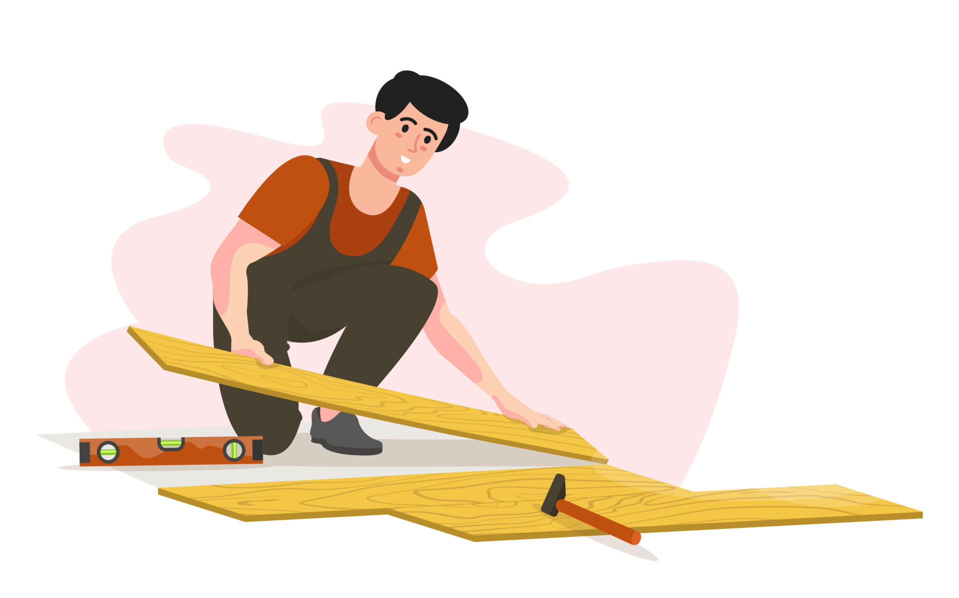 Worker installing floor, parquet, laminate. Flooring renovation, repair