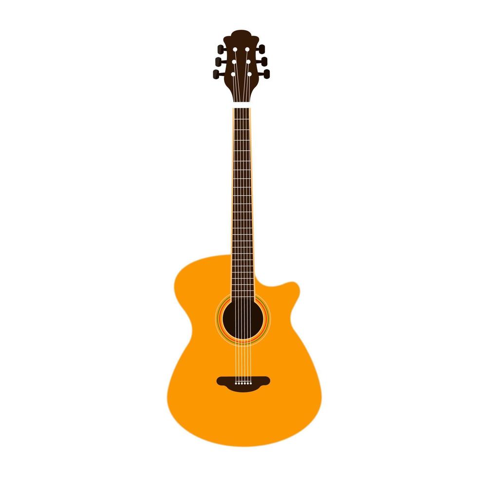Acoustic guitar isolated. Musical instrument. Flat vector illustration.