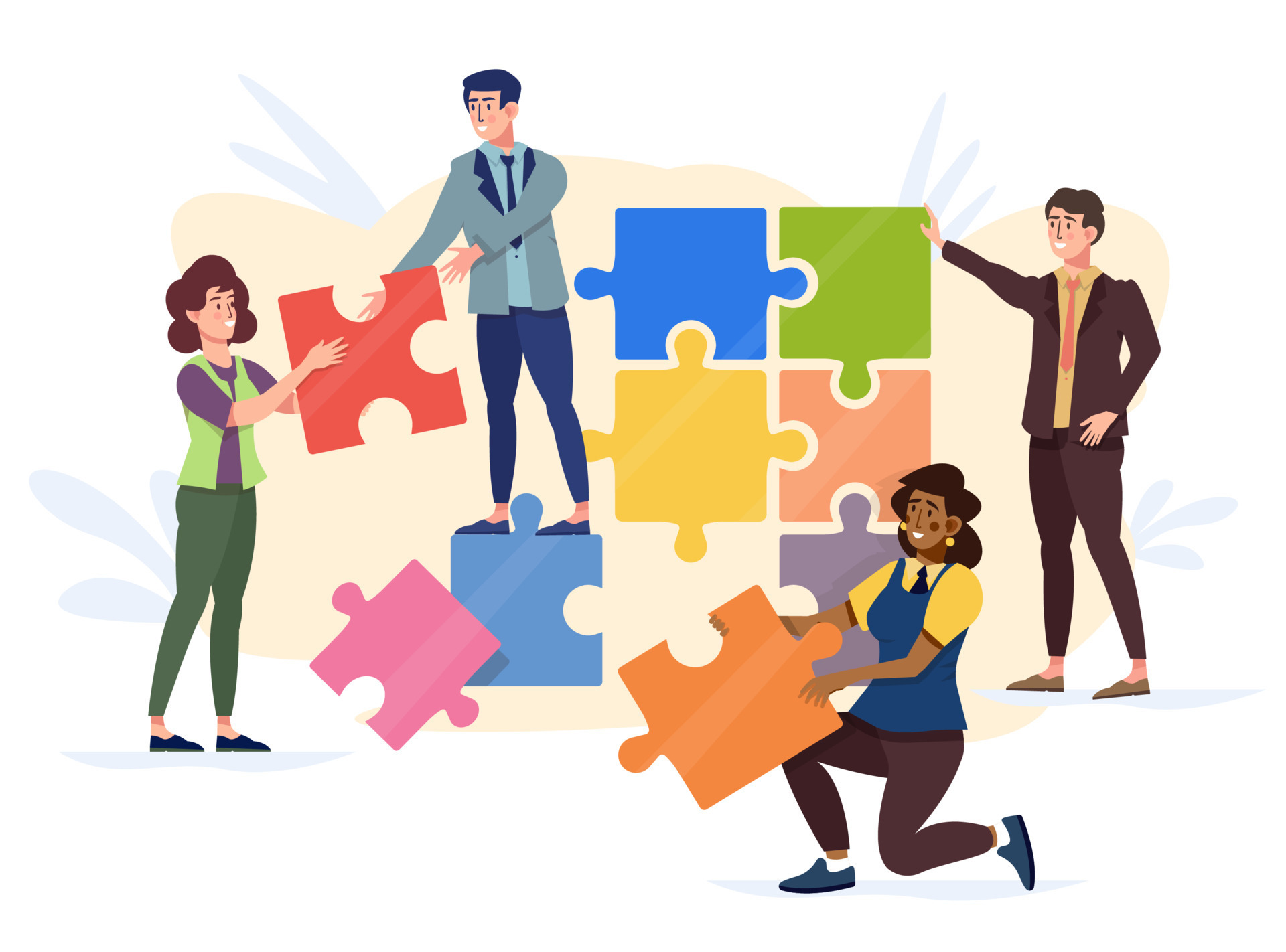 Teamwork Concept Colleagues Doing A Puzzle Together Company Employees team-building-powerpoint-presentation-template-graphue