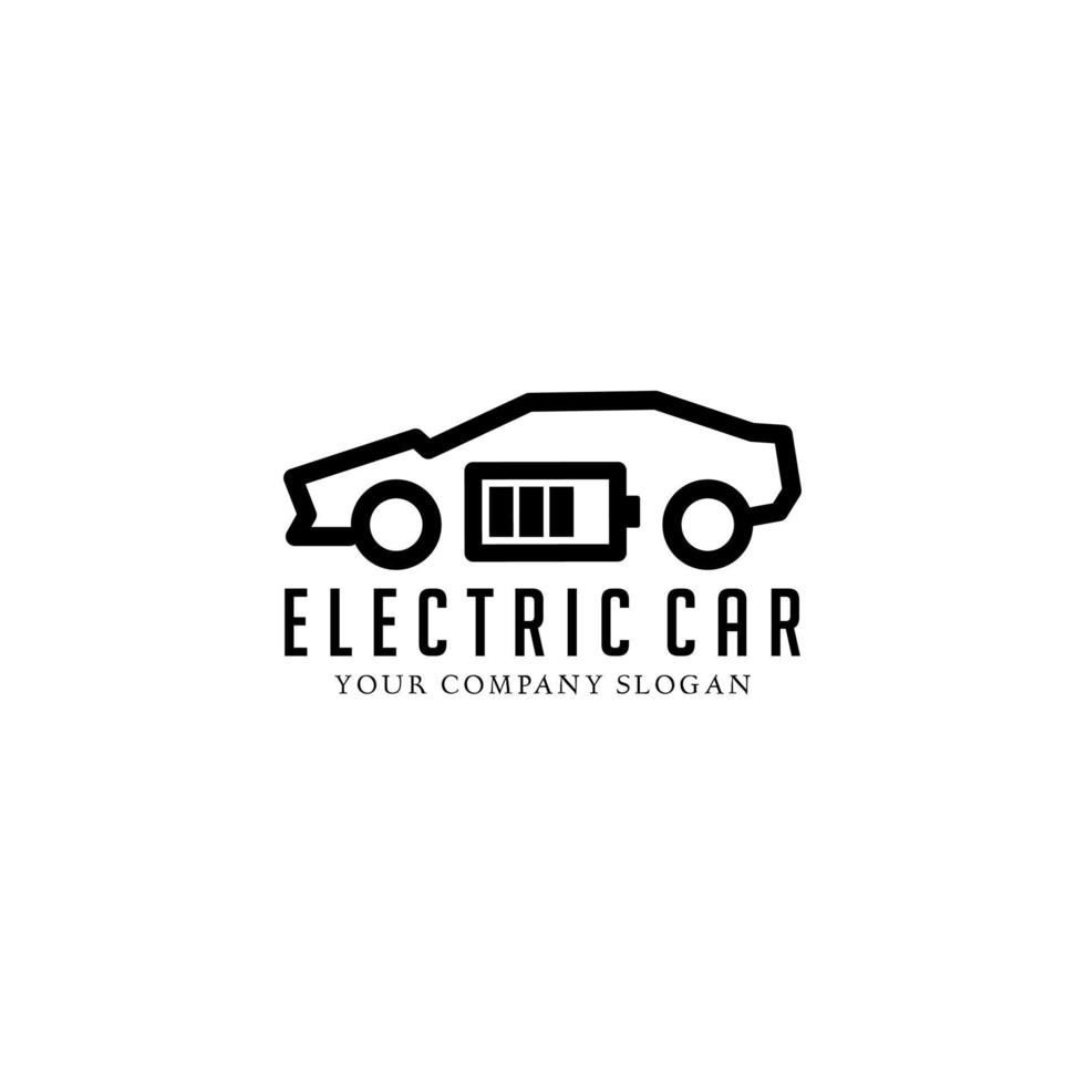 electric car logo design on black and white background vector