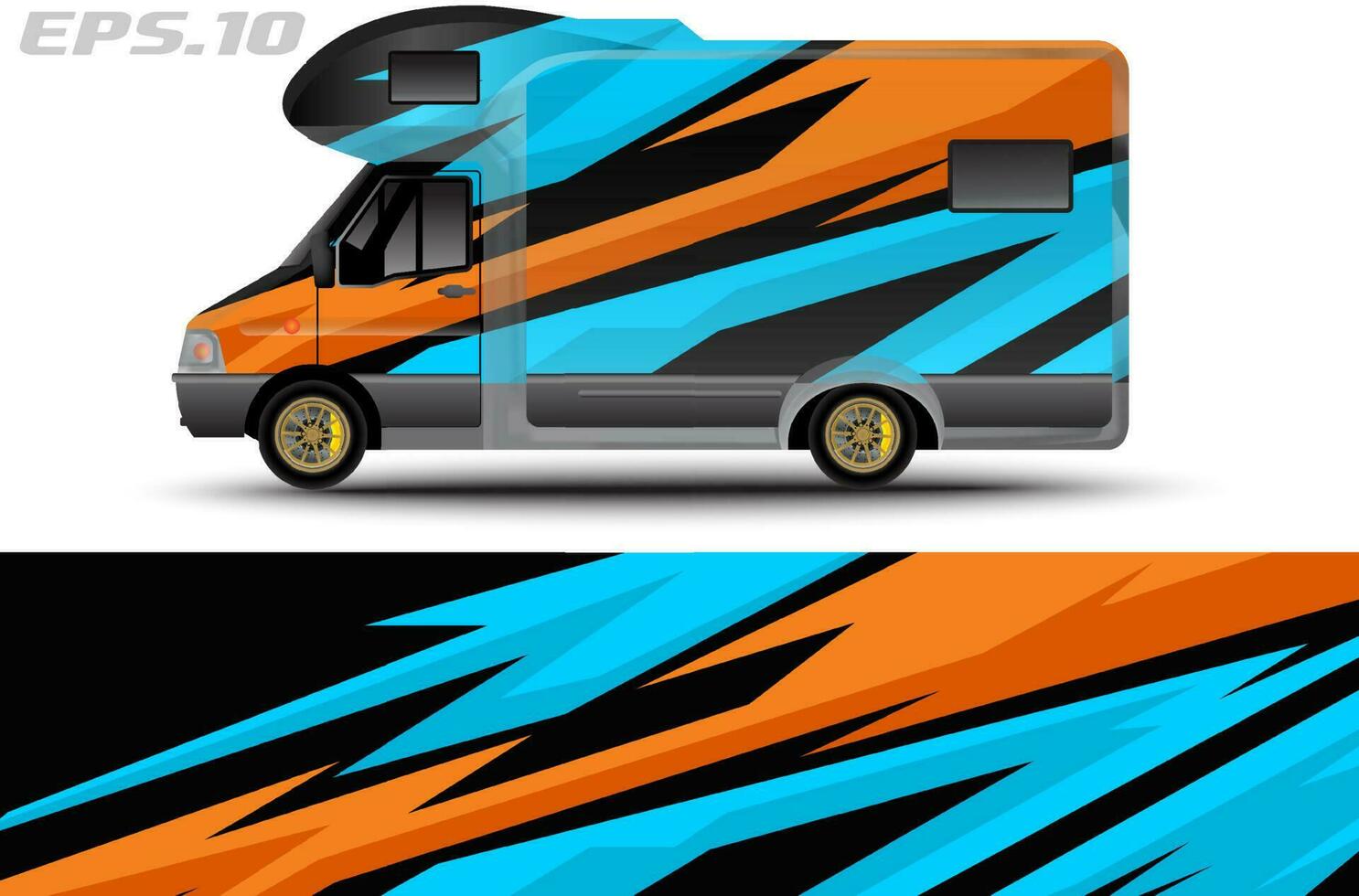 Camper van car wrap design vector for vehicle vinyl stickers and automotive decal livery