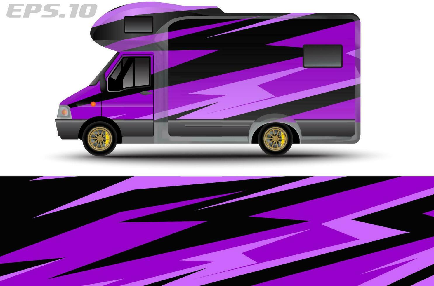 Camper van car wrap design vector for vehicle vinyl stickers and automotive decal livery