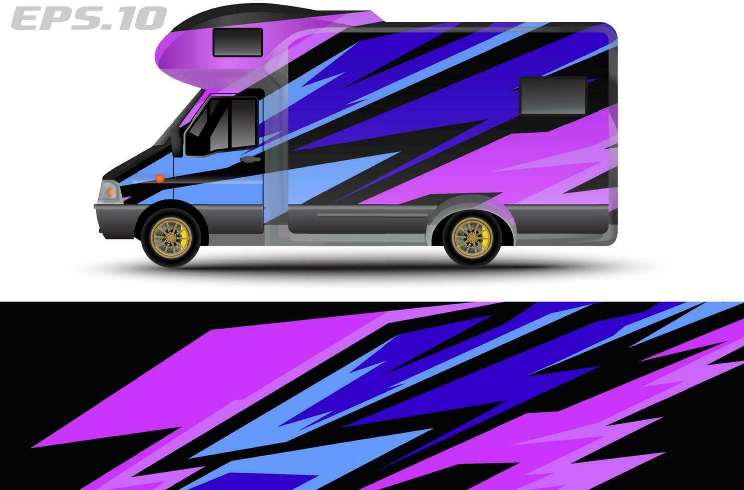 Camper van car wrap design vector for vehicle vinyl stickers and automotive decal livery