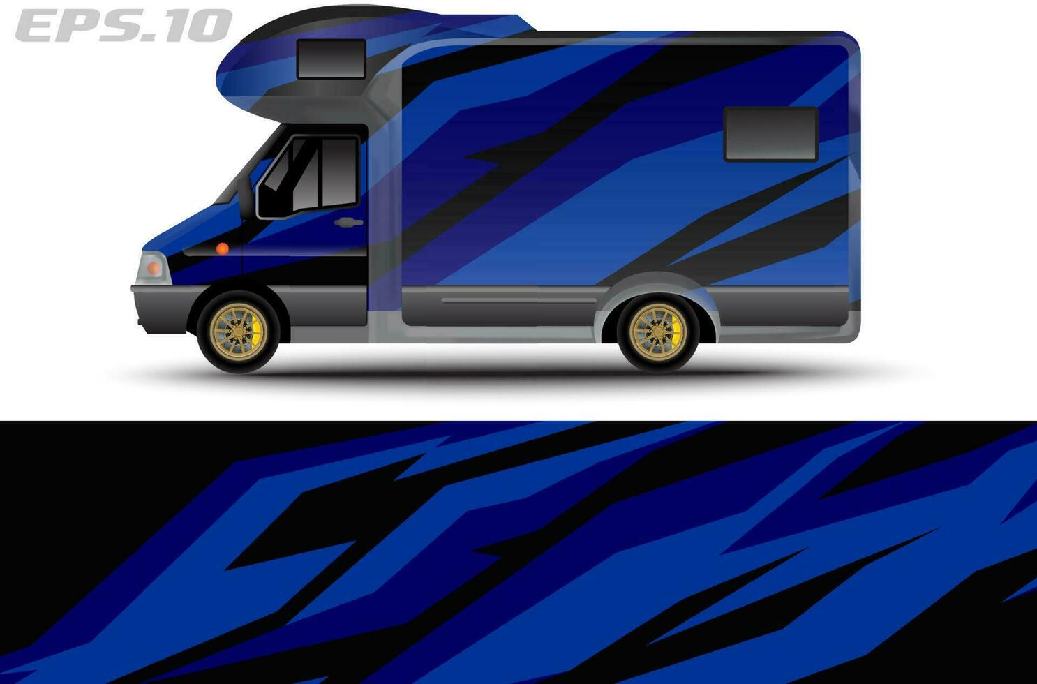 Camper van car wrap design vector for vehicle vinyl stickers and automotive decal livery