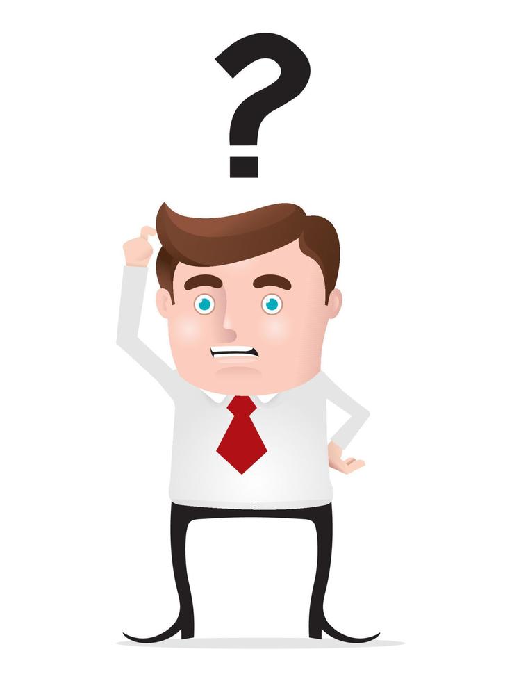 A businessman with question mark on his head vector