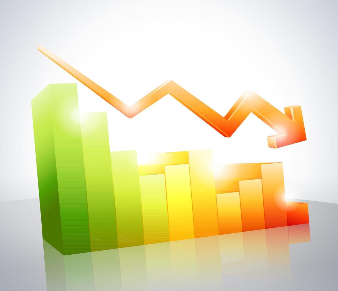 Red arrow on colorful bar chart vector