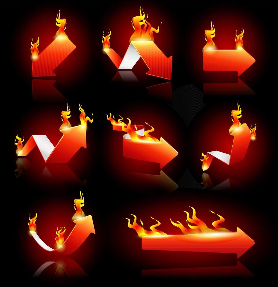 ilustración vectorial de flechas rojas en llamas vector