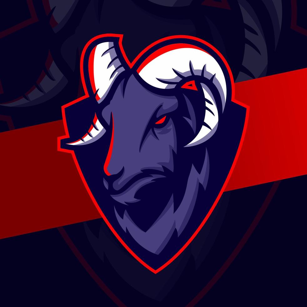 goat ram head mascot esport logo design character for sport game and farm logo vector