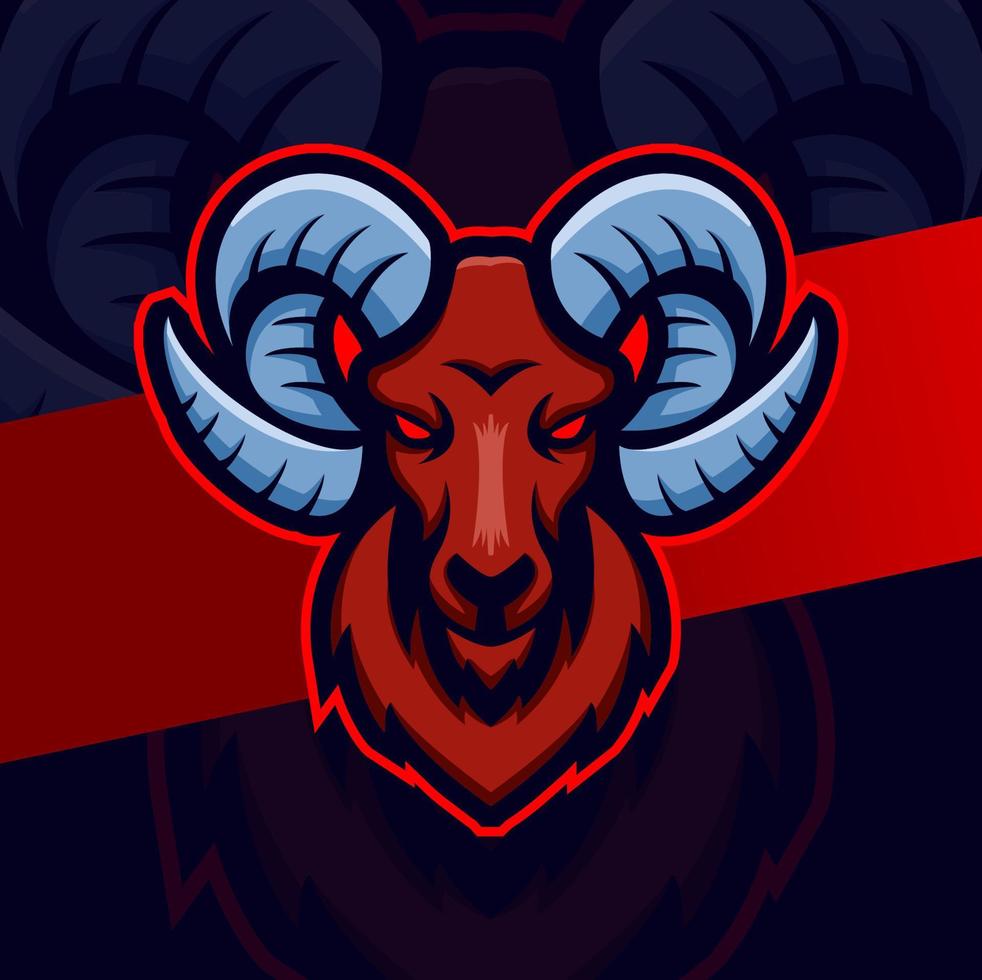goat ram head mascot esport logo design character for sport game and farm logo vector