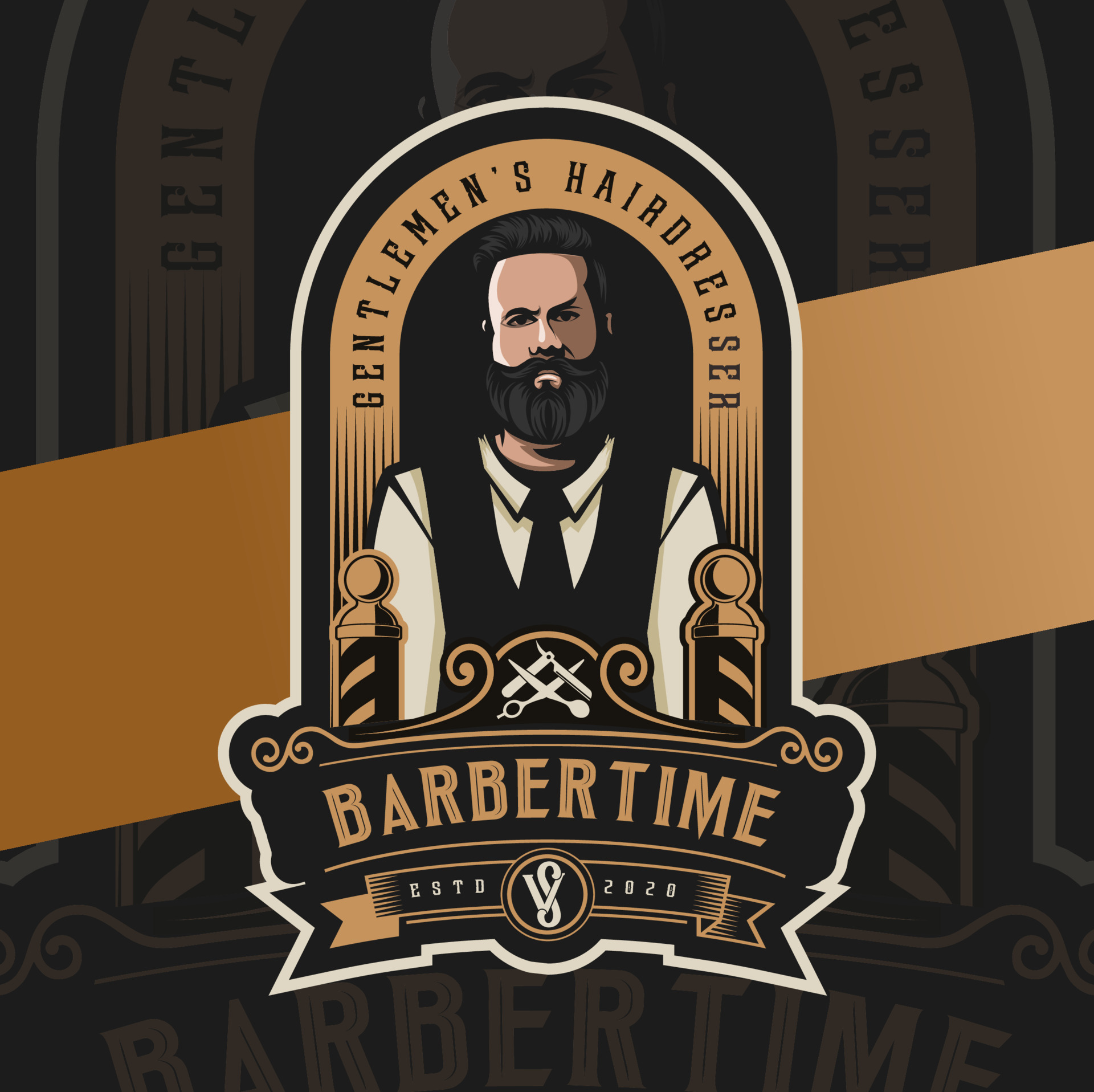 barber man character mascot logo design with classic style badge for hair  cut business logo 13976385 Vector Art at Vecteezy