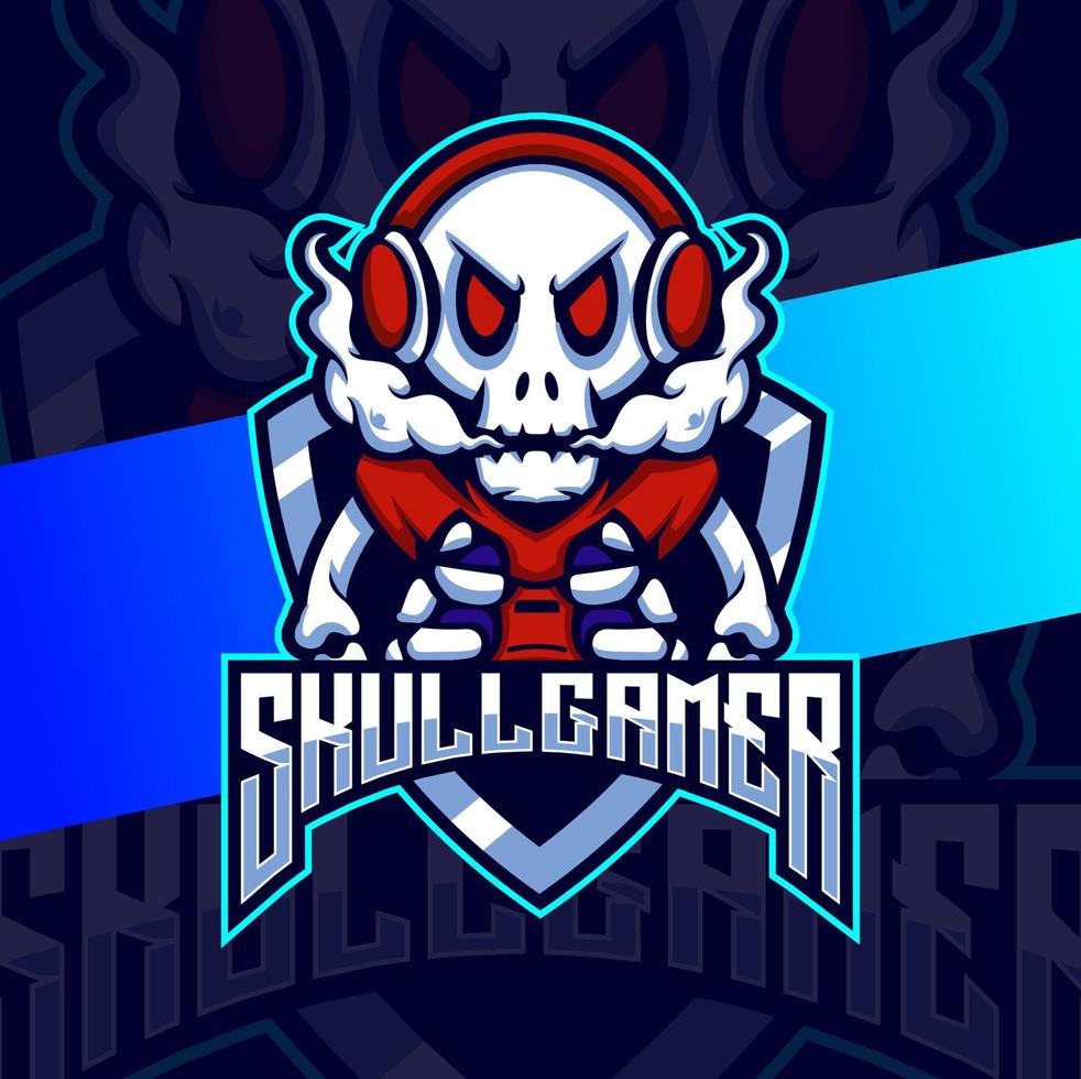 skull gamer mascot esport logo design character vector
