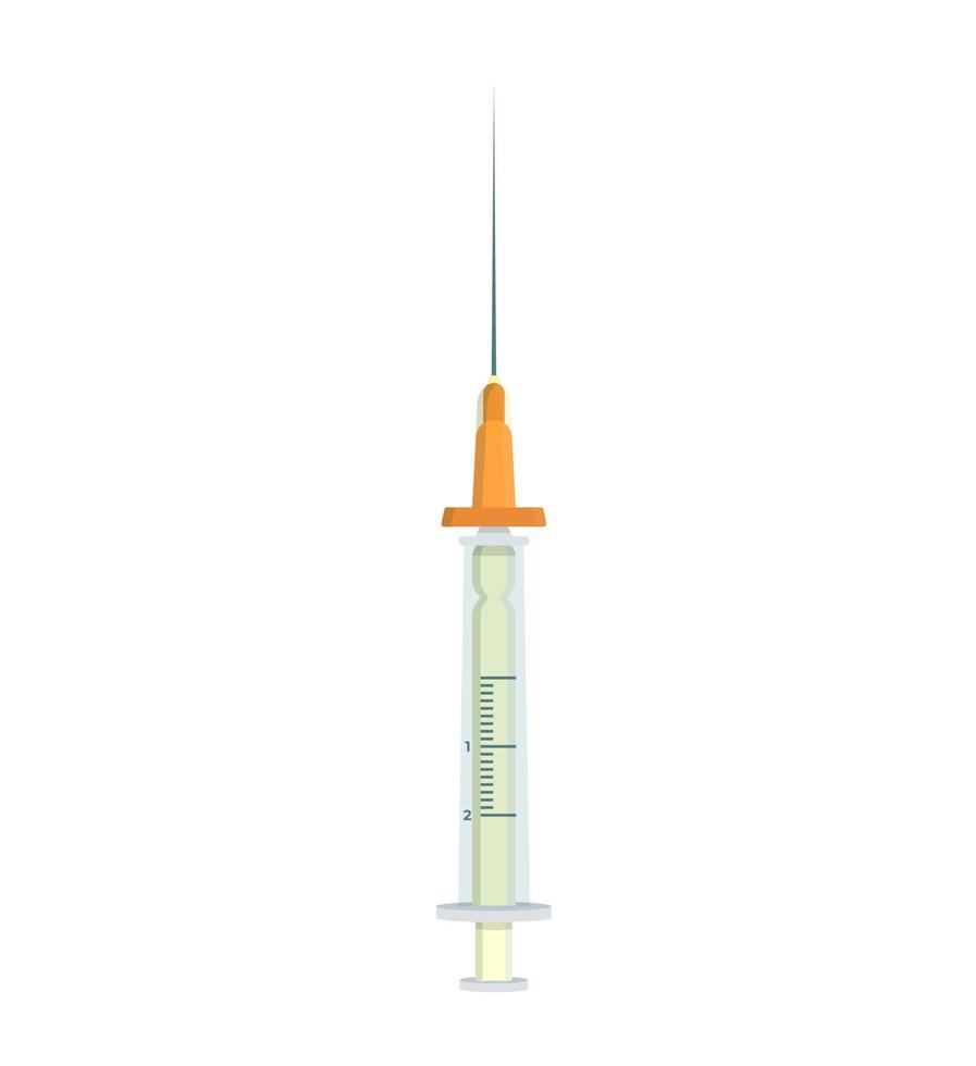 Medical syringe isolated. Syringe for vaccination, injections. Flat vector illustration.