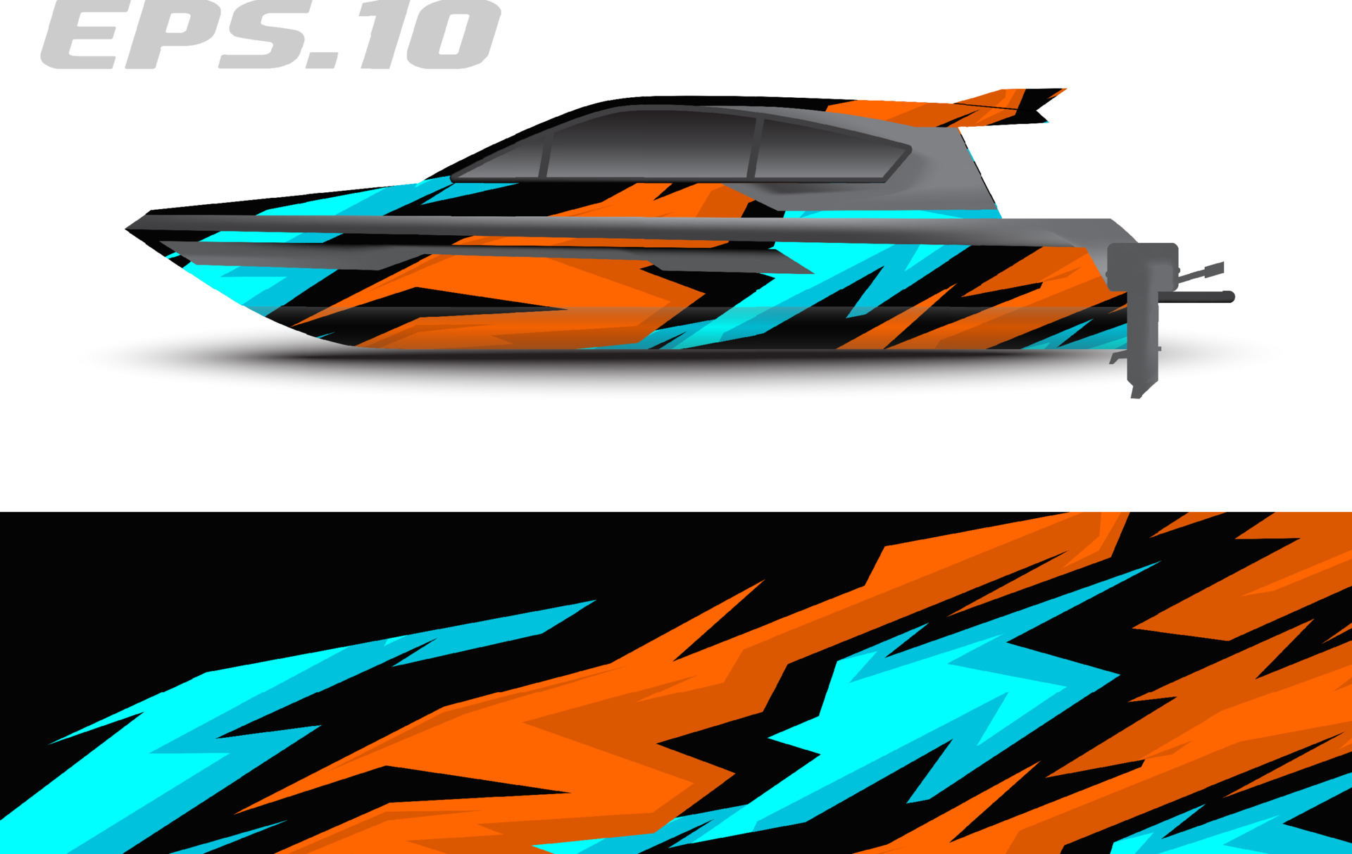 Boat livery vector graphics. Abstract racing background design for car