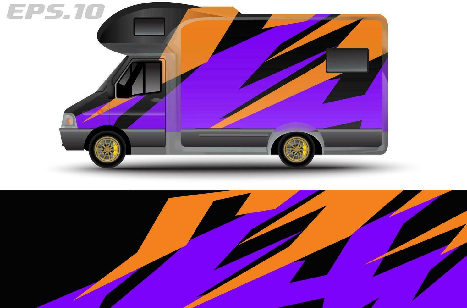Camper van car wrap design vector for vehicle vinyl stickers and automotive decal livery