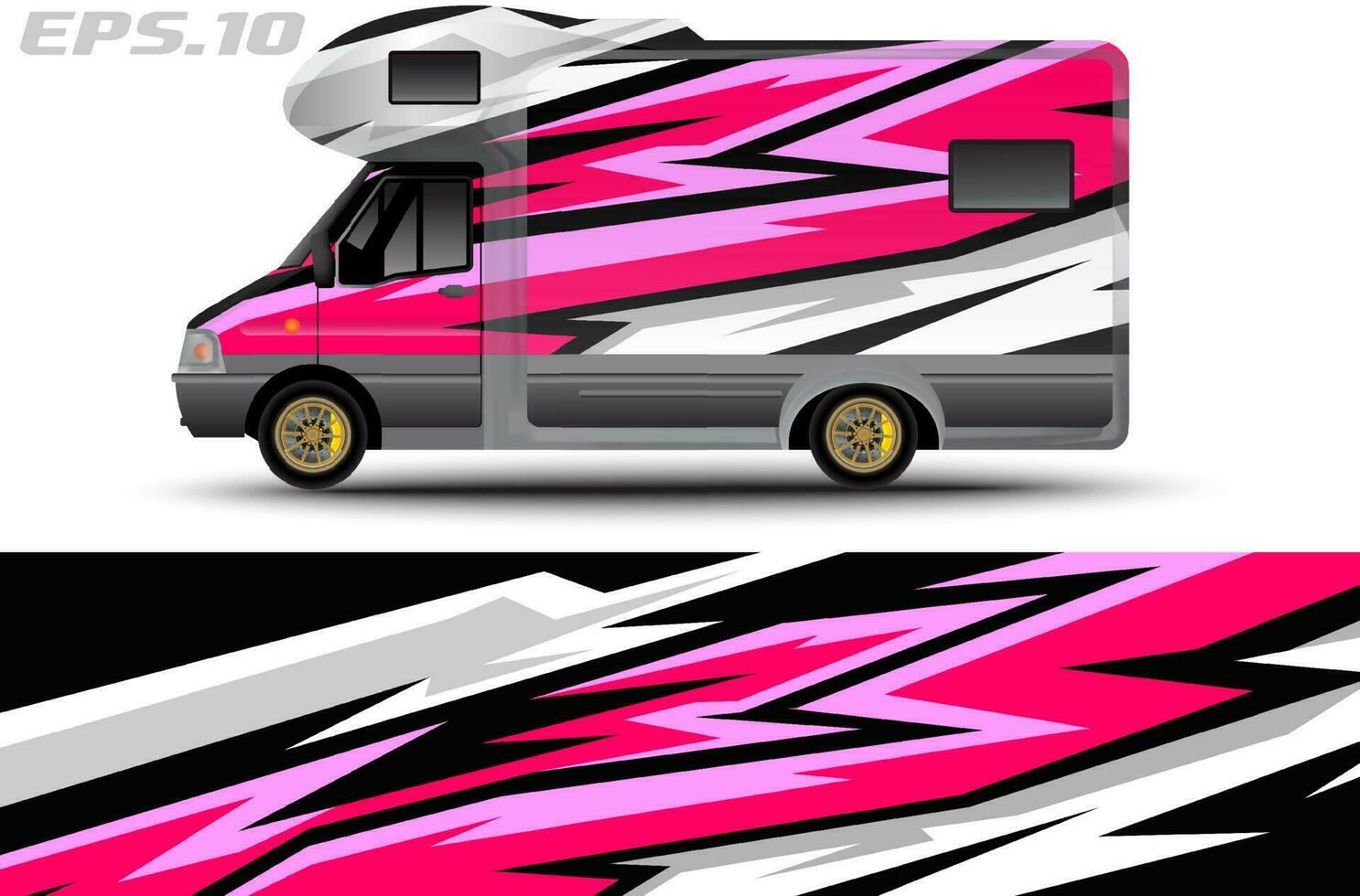 Camper van car wrap design vector for vehicle vinyl stickers and automotive decal livery